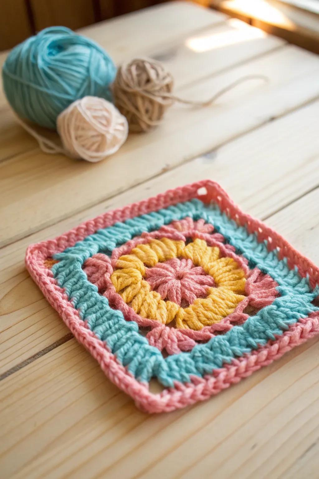 Vibrant granny squares showcasing timeless crochet craftsmanship.