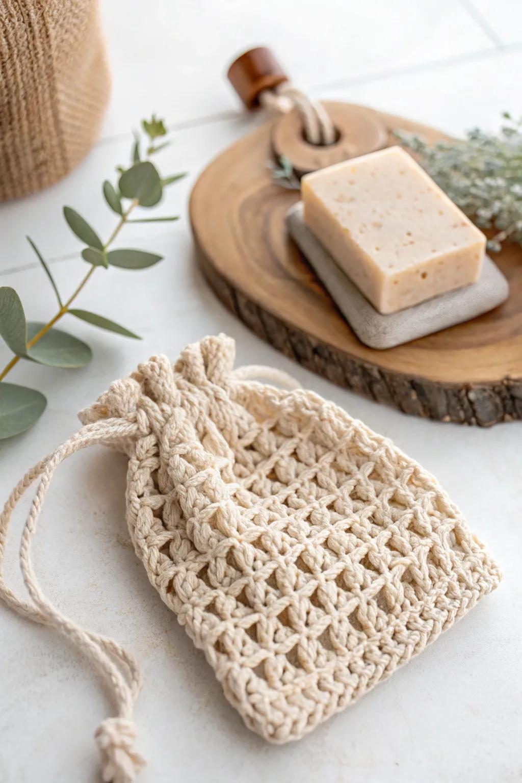 Handmade crochet soap saver to extend the life of your soap bars.