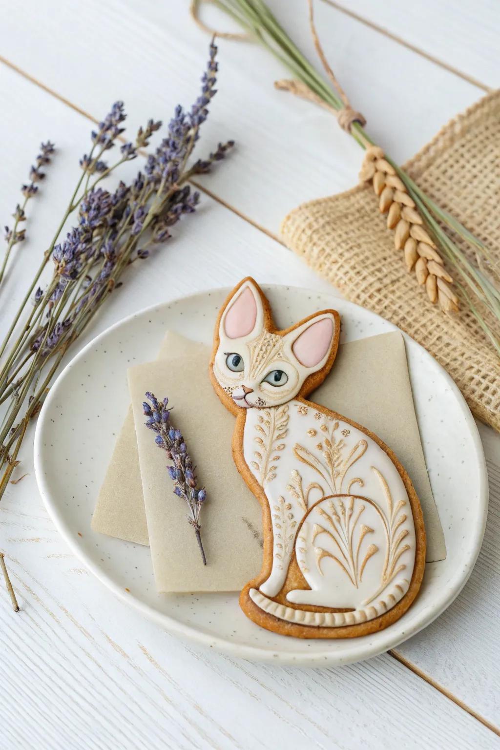 Celebrate the elegance of sphinx cats with these beautifully detailed sugar cookies, perfect for adding a touch of artistry to your dessert table.