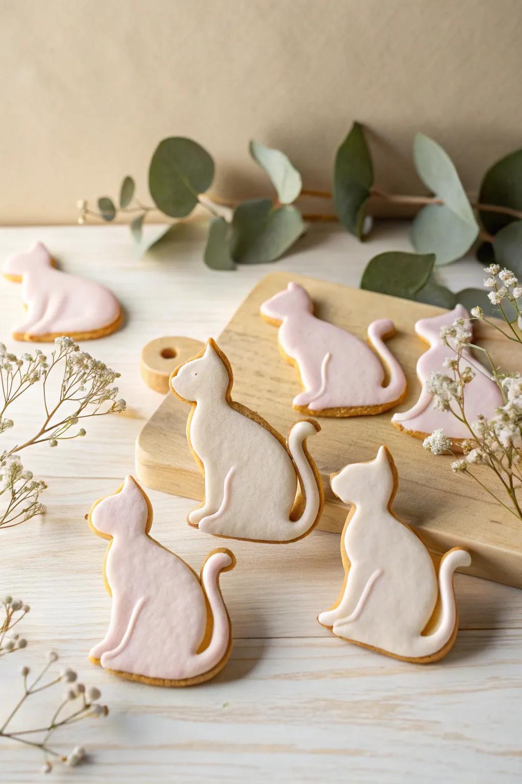 Embrace simplicity with these charming, minimalist cat cookies that bring a playful touch to your table.