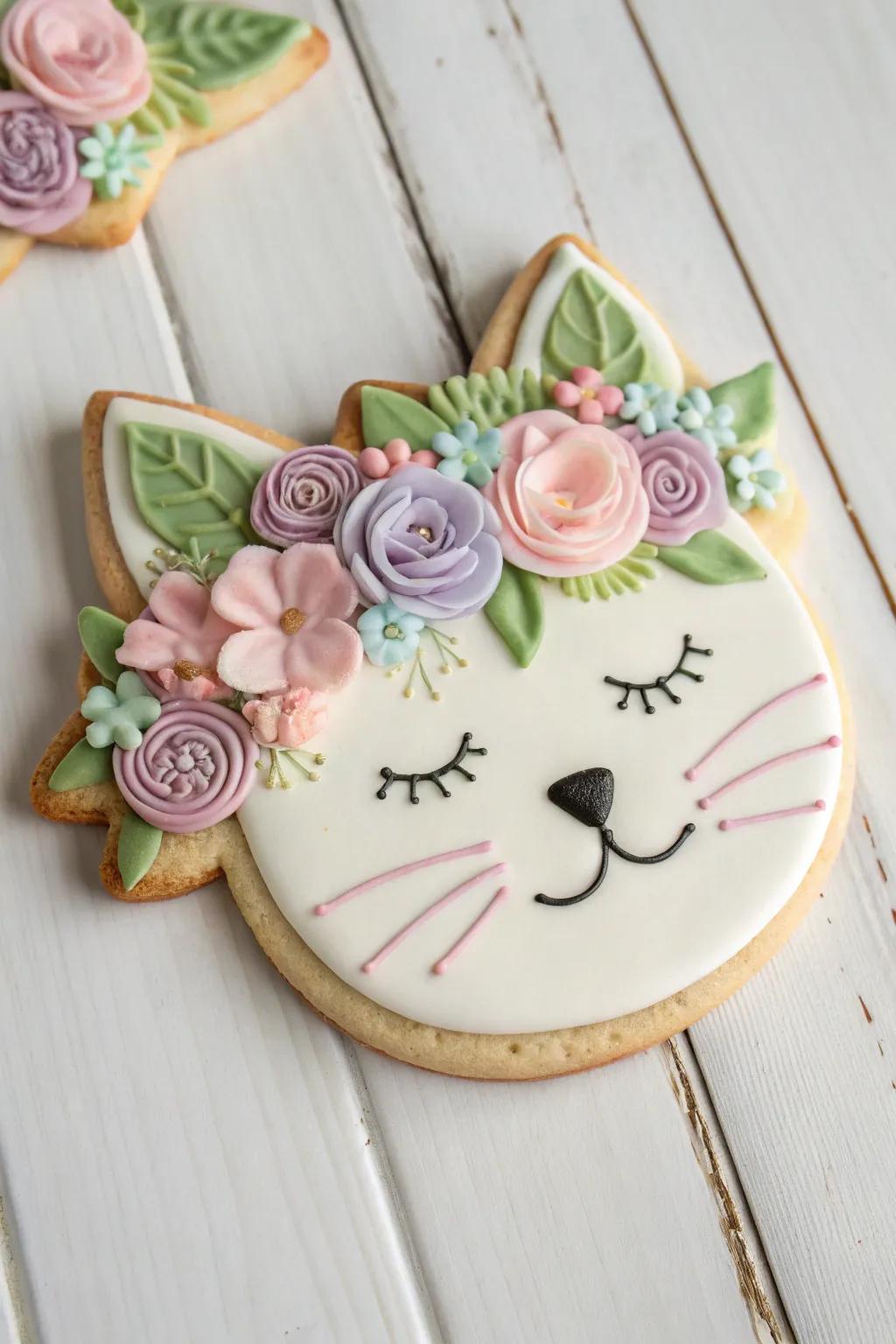 Whimsical Floral Crown Cat Cookies: A Sweet Symphony of Simplicity and Charm