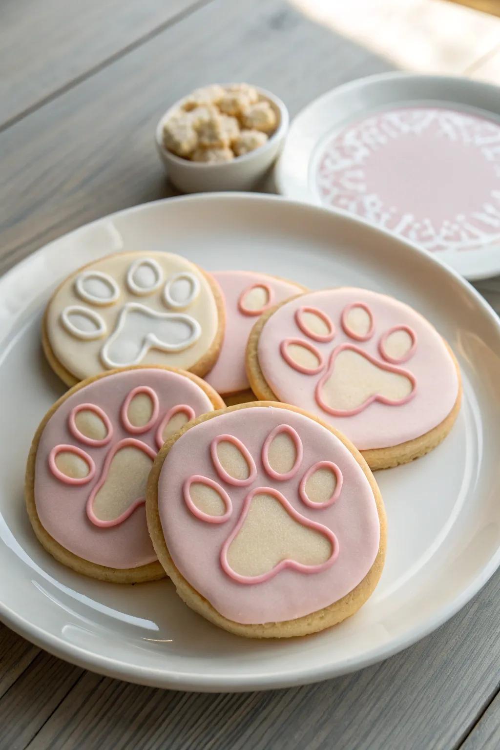 Delight in the charm of minimalist paw print cookies, where simplicity meets playful elegance.