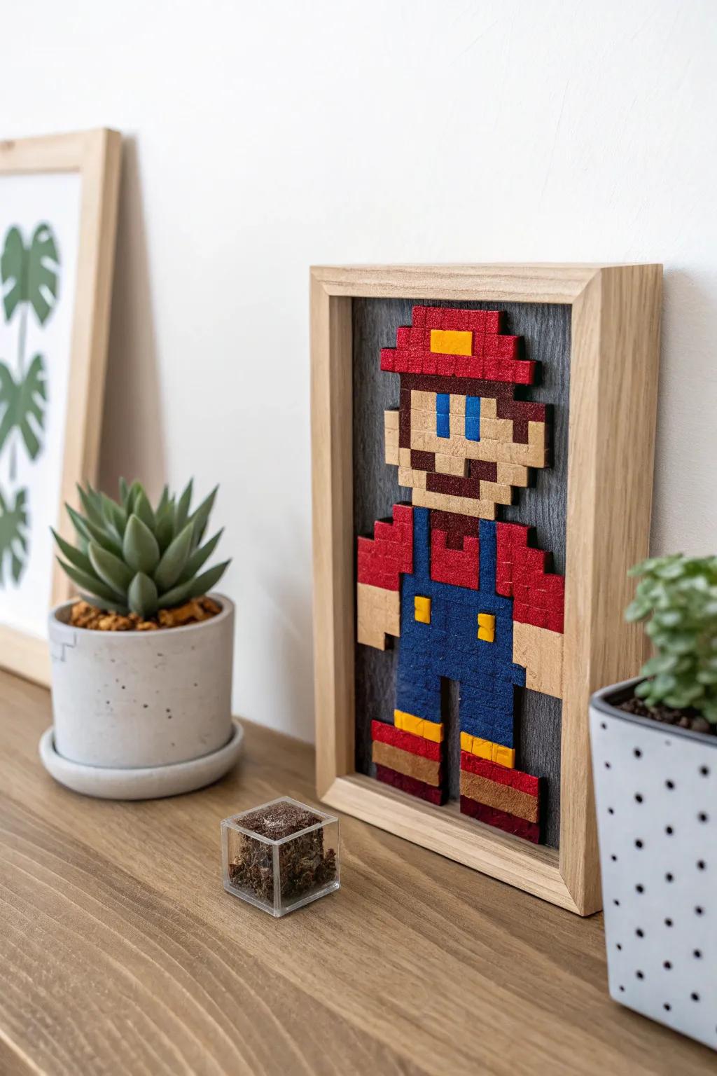 Celebrate classic gaming with pixel art characters that evoke nostalgia.