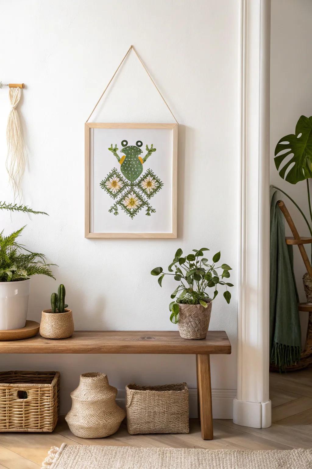 Charming pixel frog art adds a fun vibe to any room.