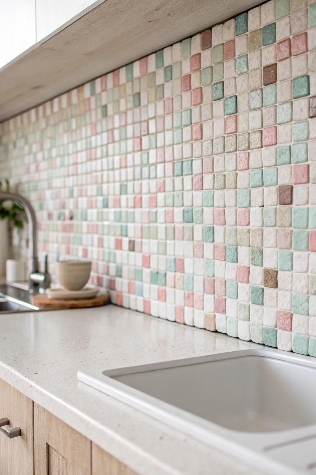 Elegant pixel art mosaic that enhances kitchen decor with artistic flair.