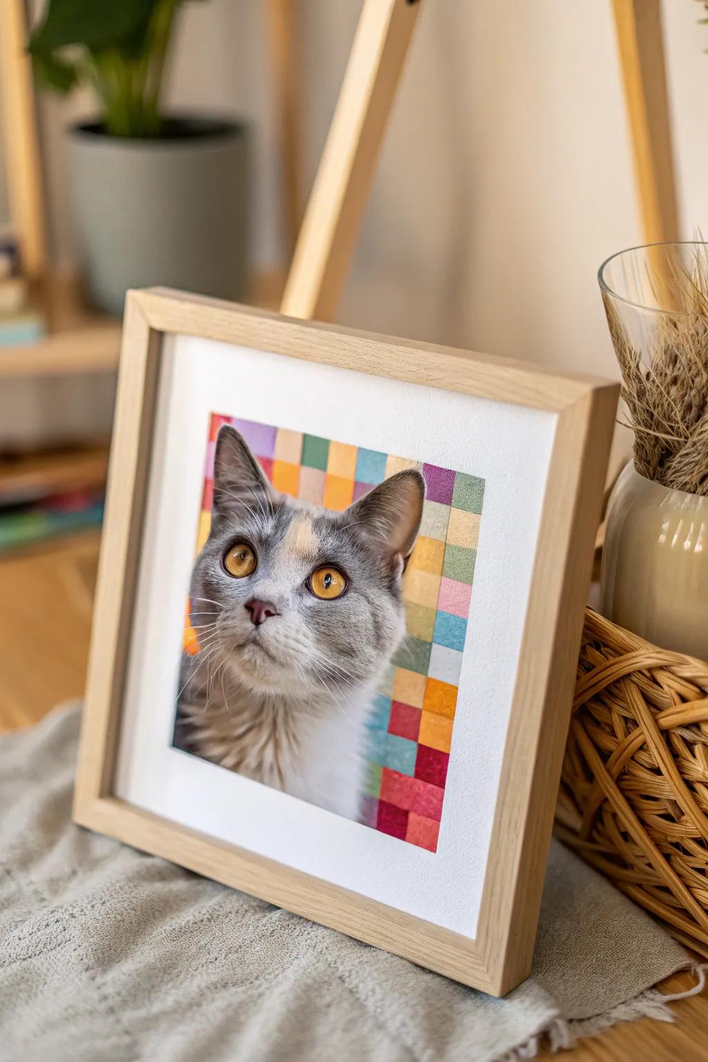 Delightful pixelated pet portrait capturing your furry friend's personality.