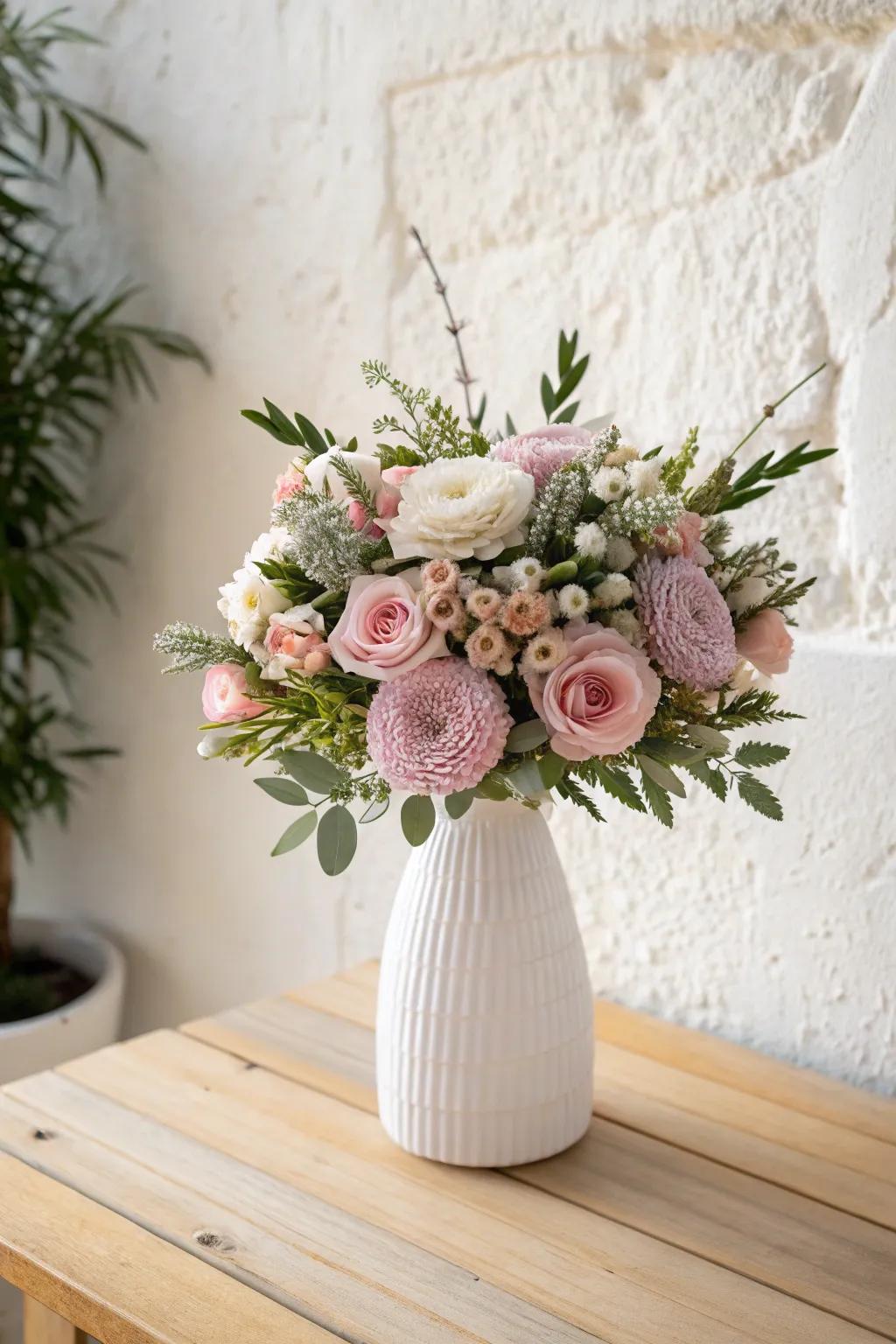 Minimalist pixel art flower bouquet adding natural beauty to interiors.