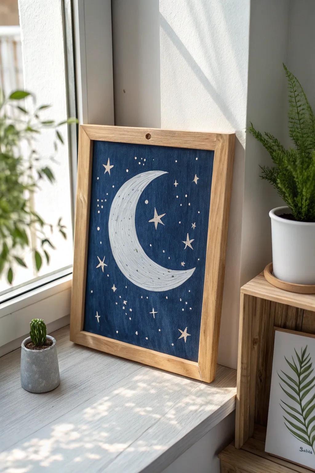 Discover the allure of the night sky with this enchanting celestial painting.