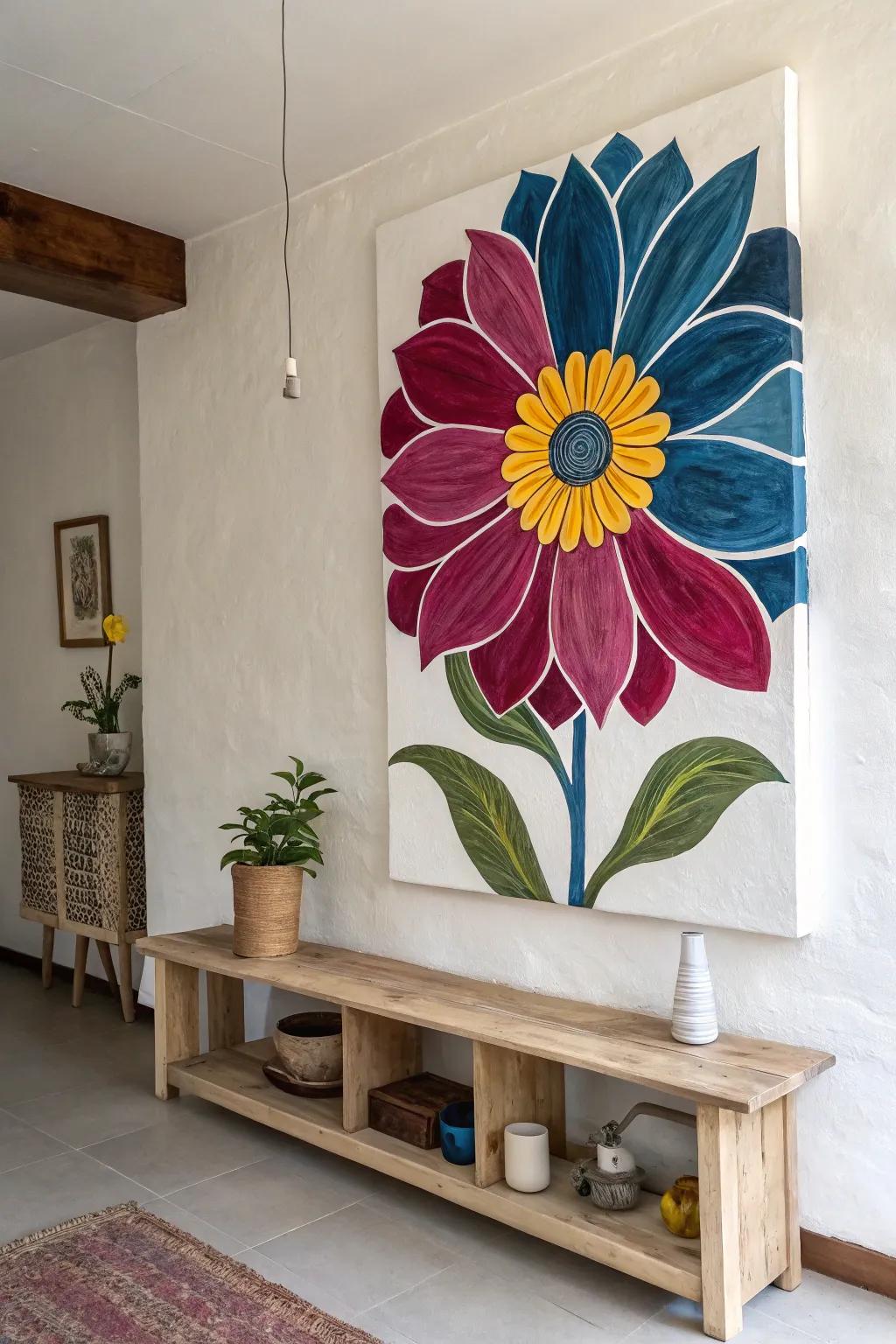 Inject energy into your space with vibrant, oversized floral paintings.