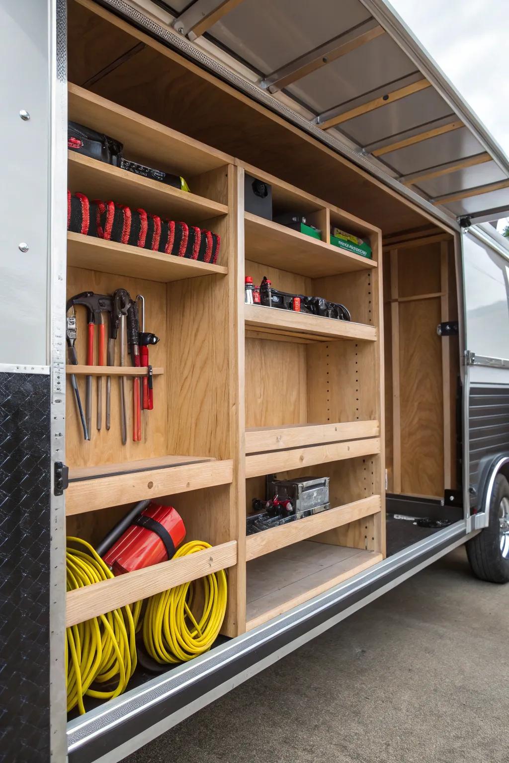 Functional and stylish bungee cord storage for your trailer.