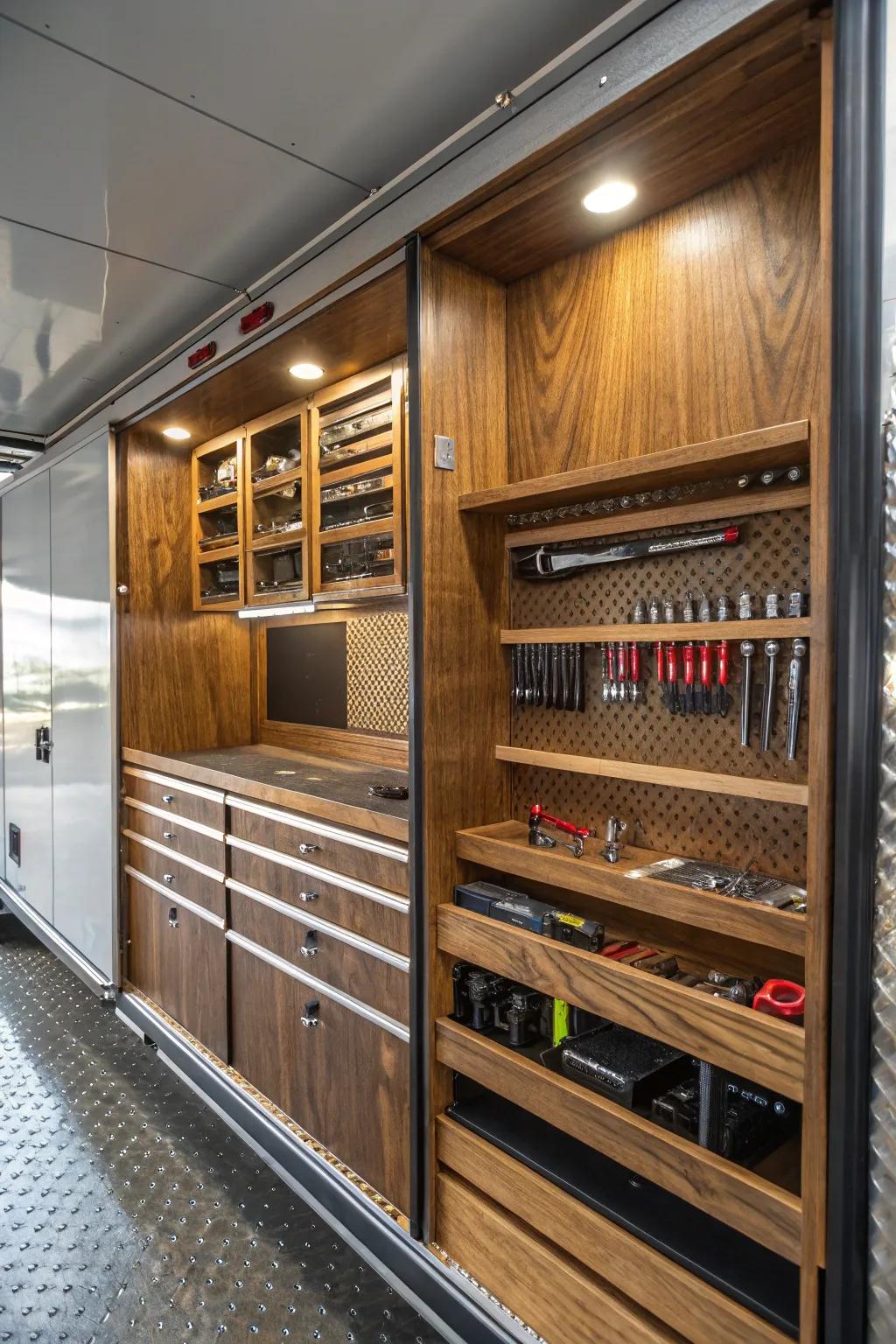 Custom shelving units designed to fit your unique tool collection.