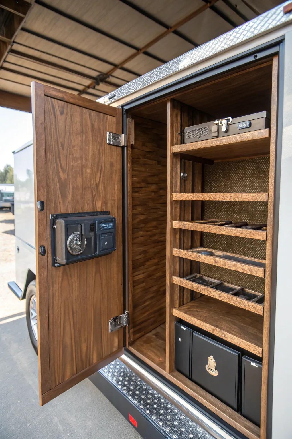 Lockable compartments combining security and craftsmanship.