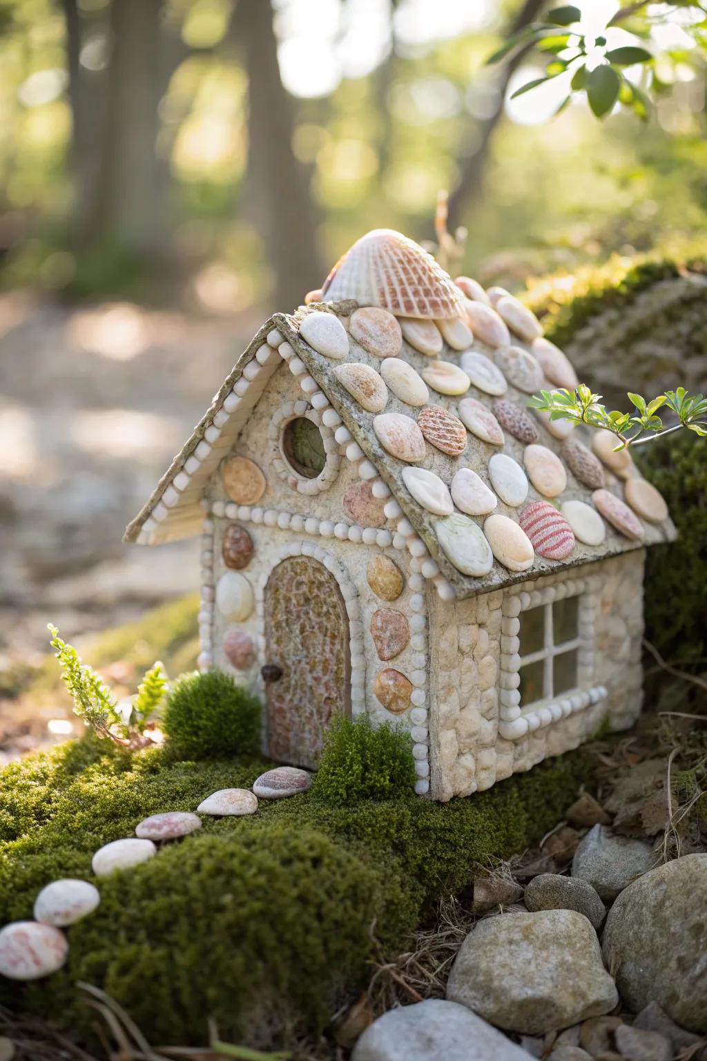 Bring coastal magic to your fairy house with delicate shell decorations.