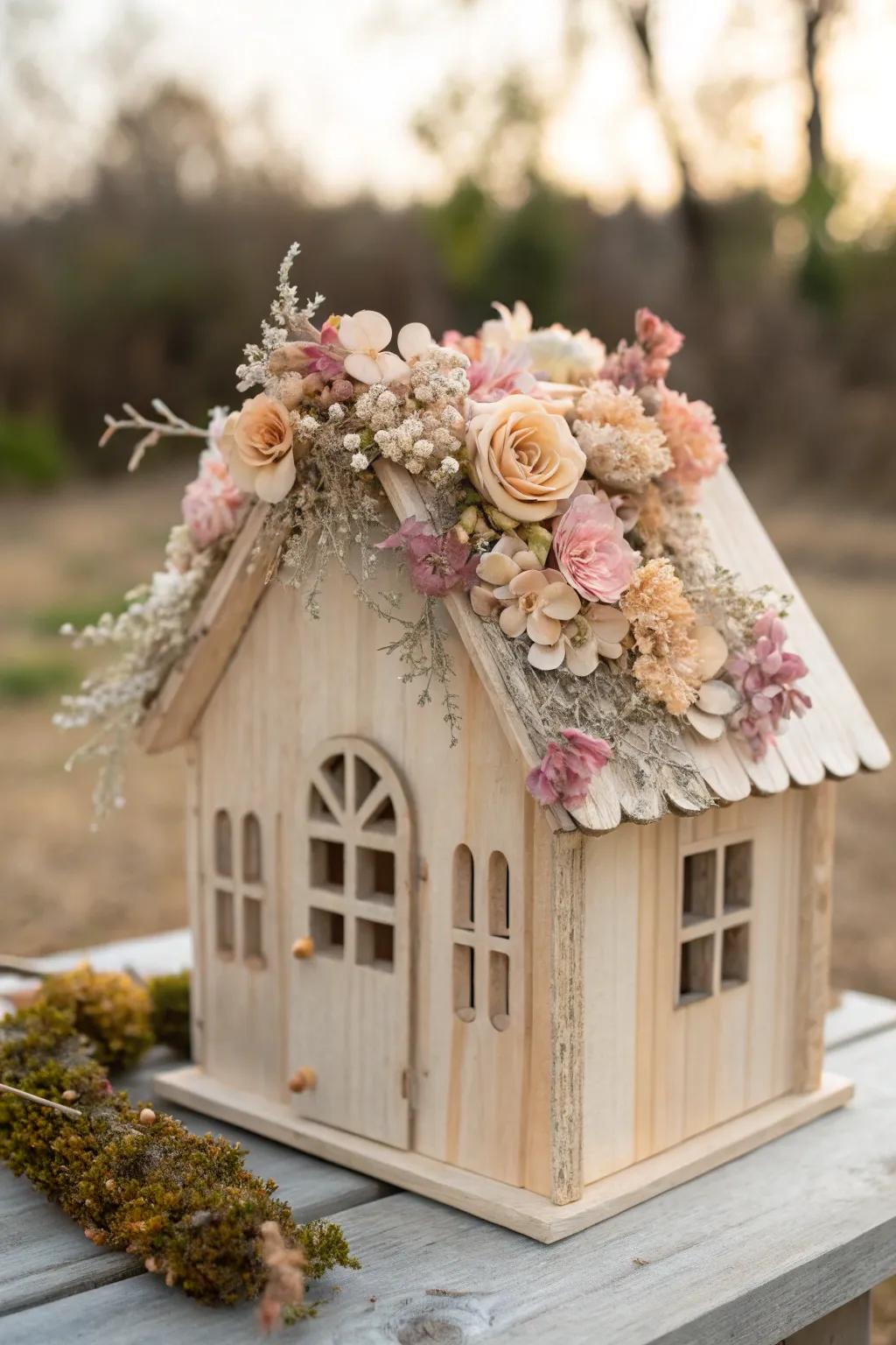 Create a vibrant flower-covered roof for your fairy house.