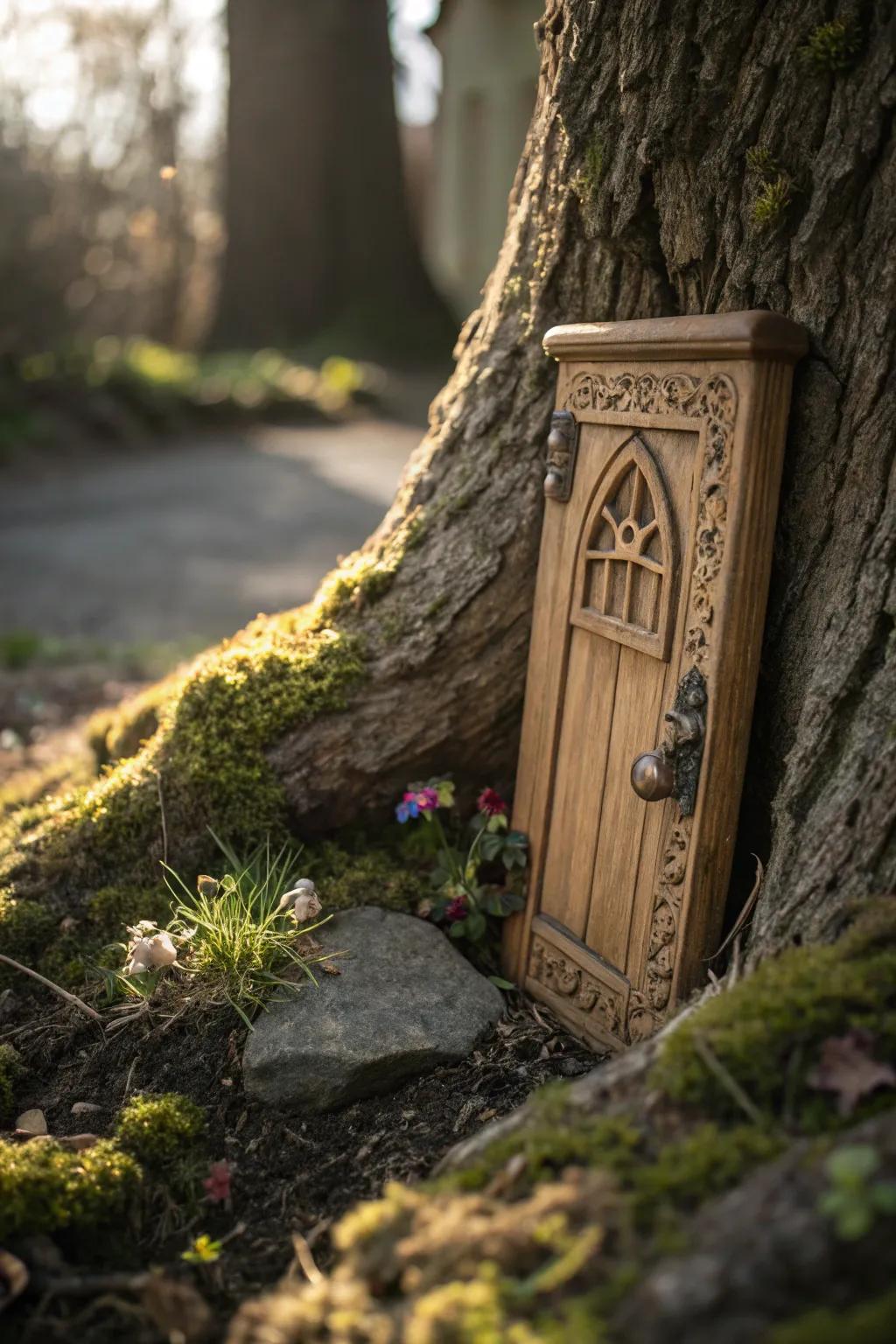 Reveal the magic of secret fairy doors nestled at the base of trees.