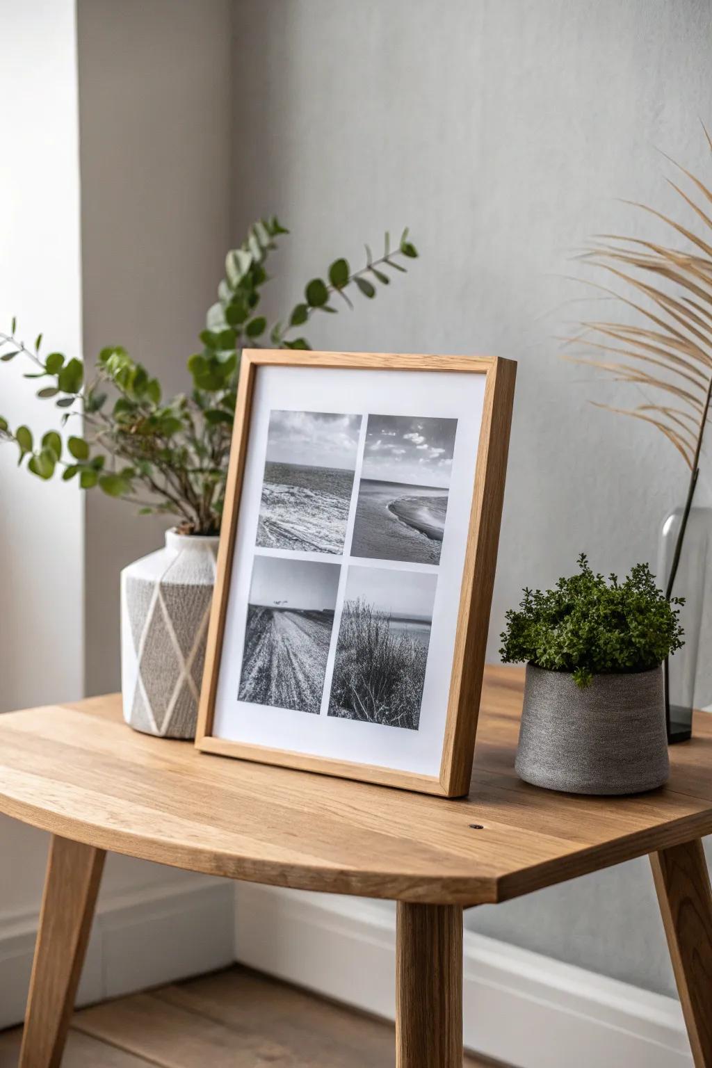 Experience the timeless elegance of black and white collage art.