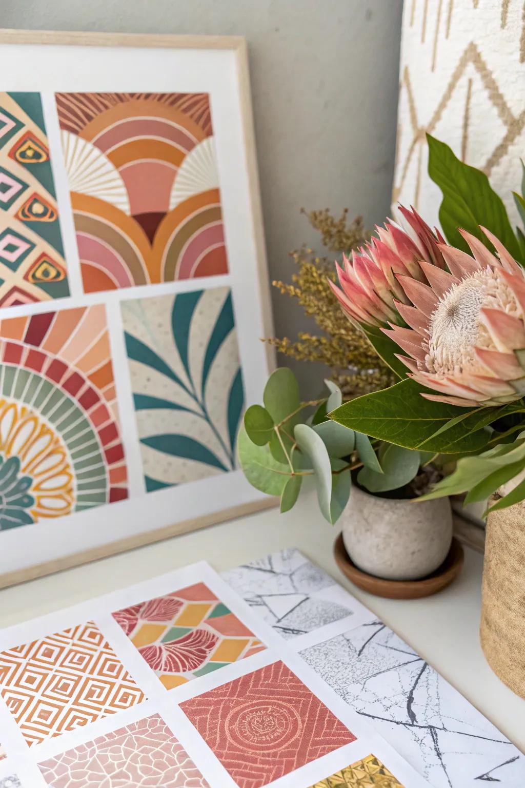 Celebrate bold colors and textures with abstract collage art.