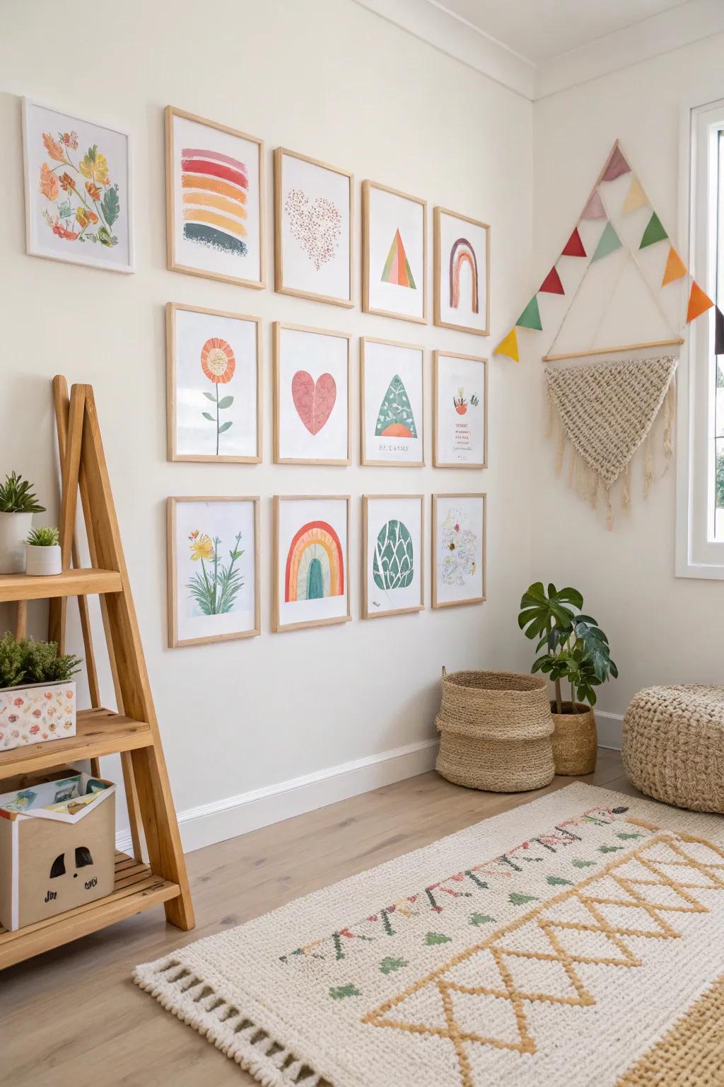 Turn your child's creations into a vibrant collage gallery.