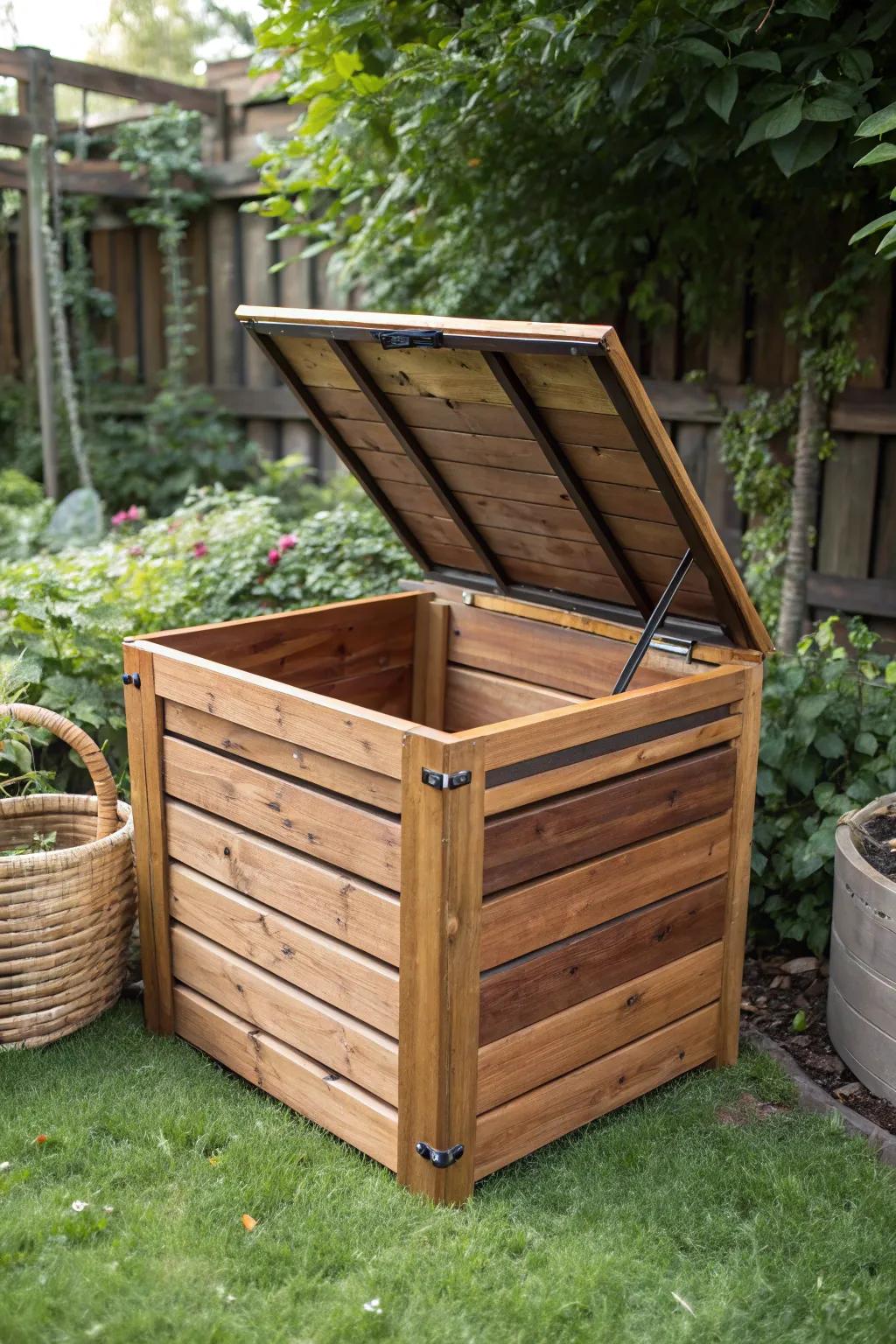 Enhance your composting with a modular slatted bin designed for easy access and maintenance.