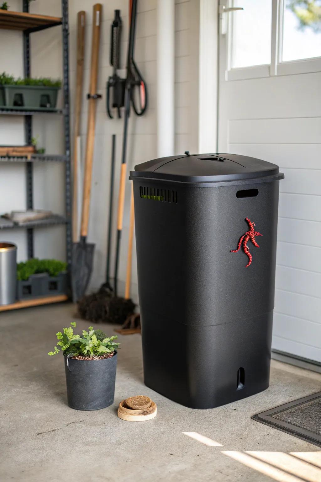Create an eco-friendly worm compost bin to enrich your soil with nutrient-dense vermicompost.