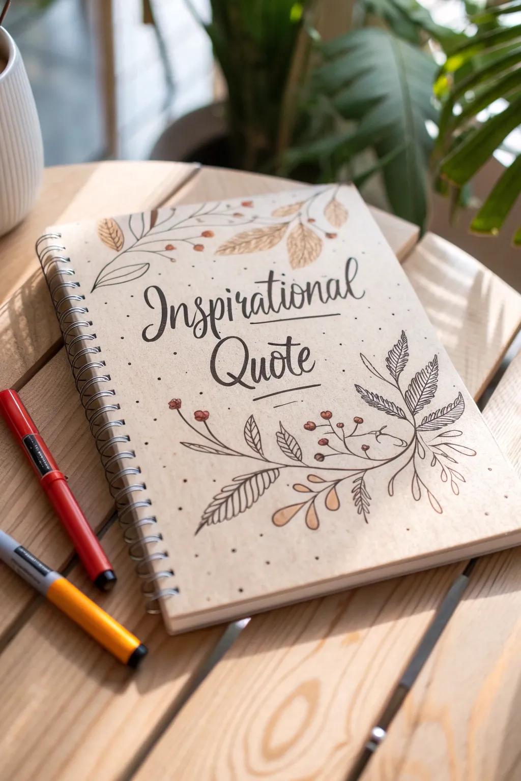 Add motivational quotes with elegant hand-lettering on your journal cover.