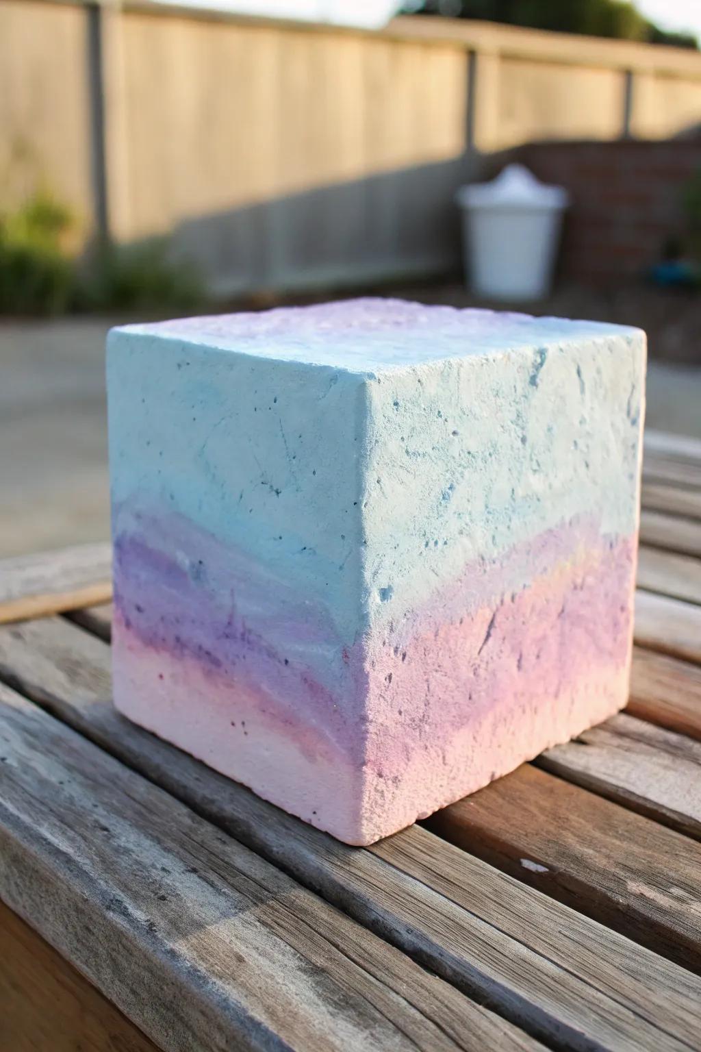Add a soft, artistic touch with watercolor-washed cinder blocks.