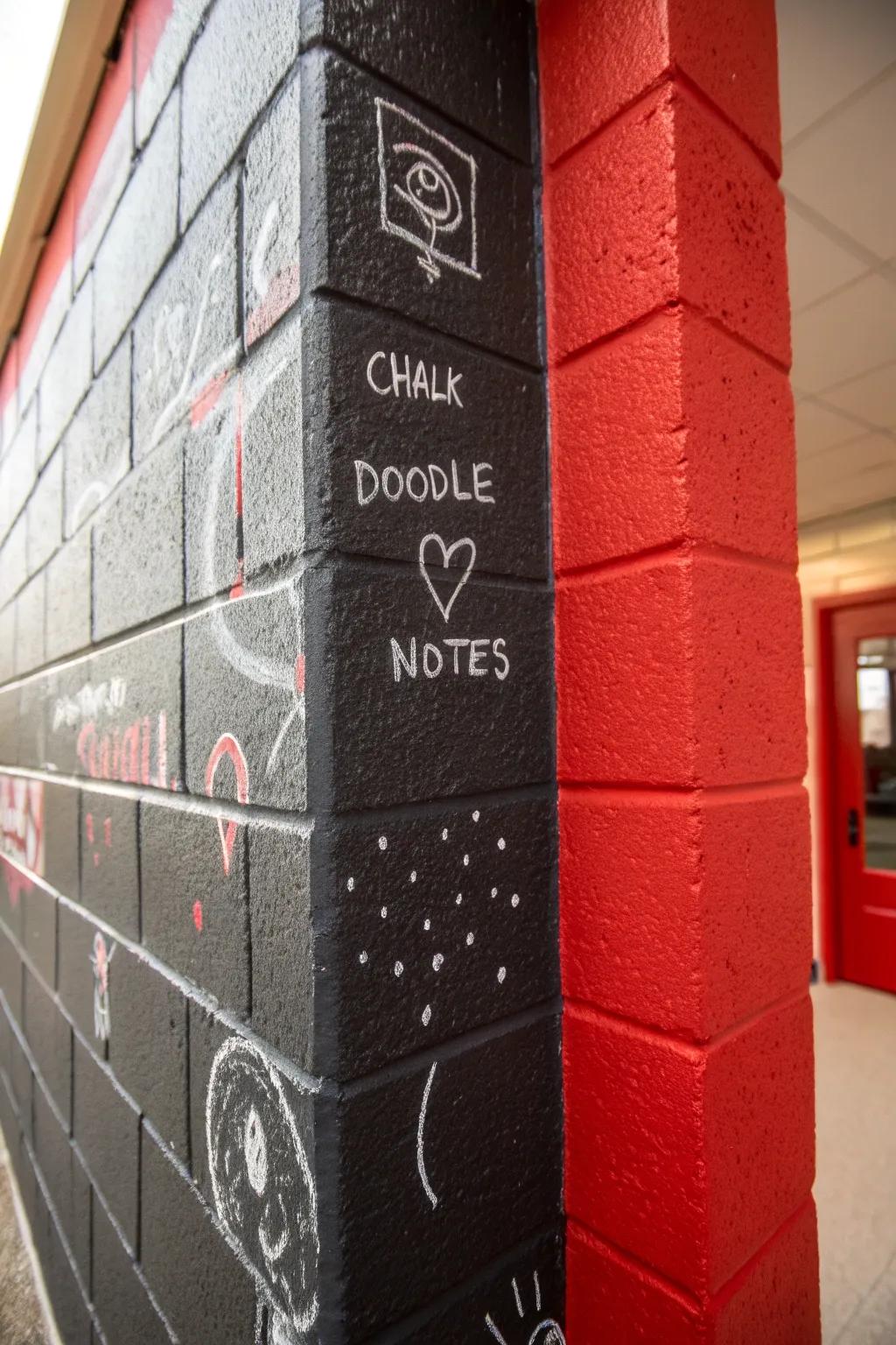 Create a fun, writable chalkboard wall on cinder blocks.