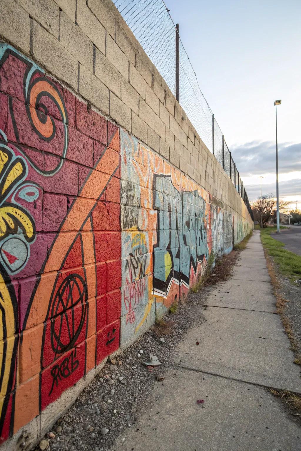 Express bold creativity with graffiti-style painted cinder blocks.