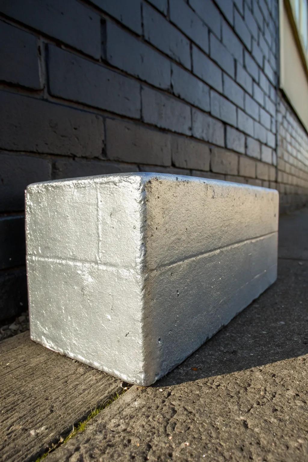 Add a modern touch with metallic silver paint on cinder blocks.