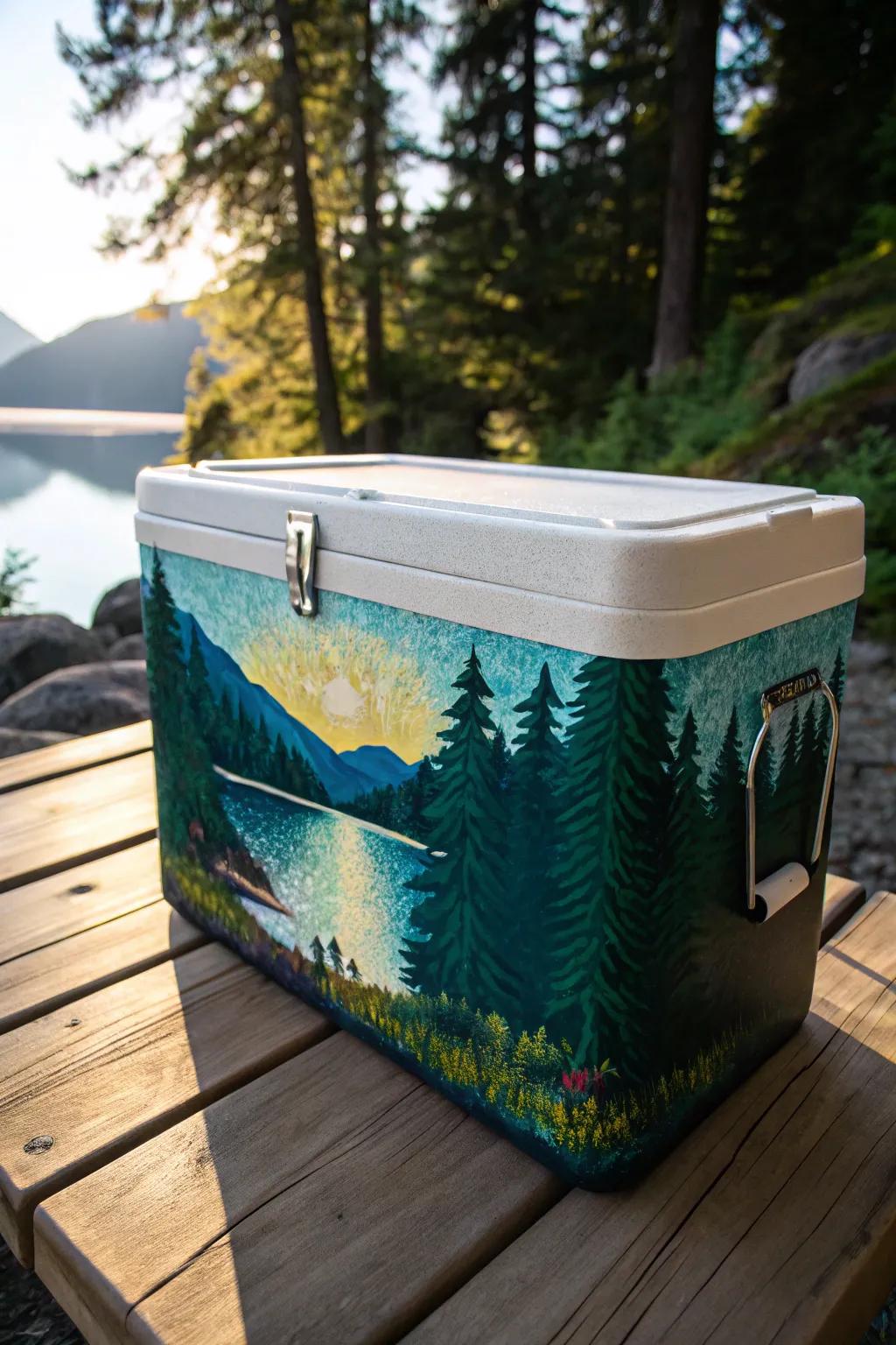 Bring the calm of nature to your party with a beautifully painted cooler.