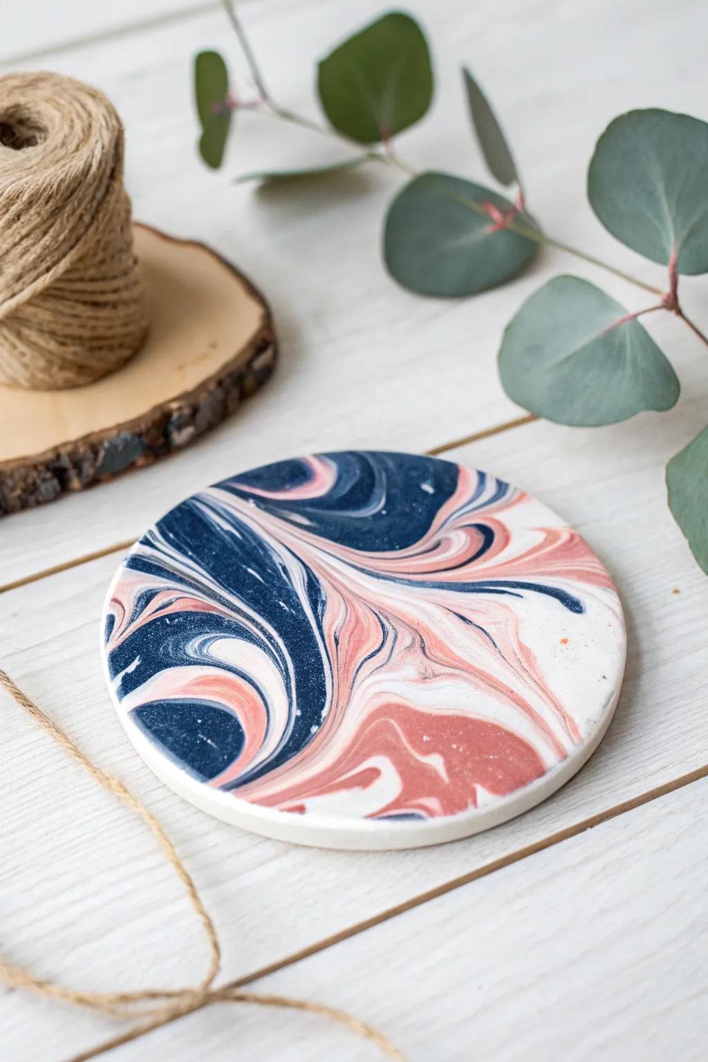 Turn plain ceramic tiles into sophisticated marble-look coasters with simple nail polish techniques.