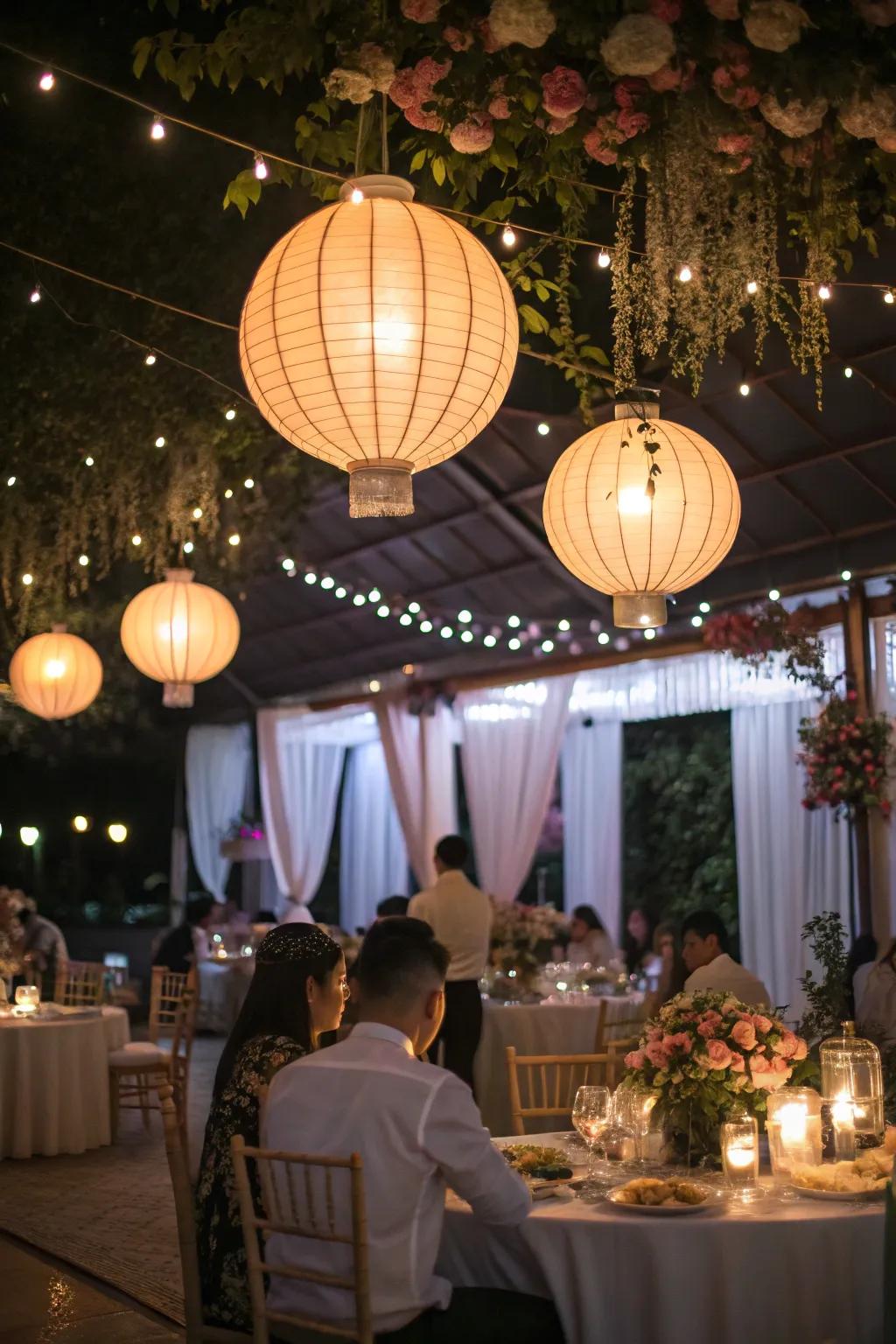 Lanterns creating a warm and intimate setting.