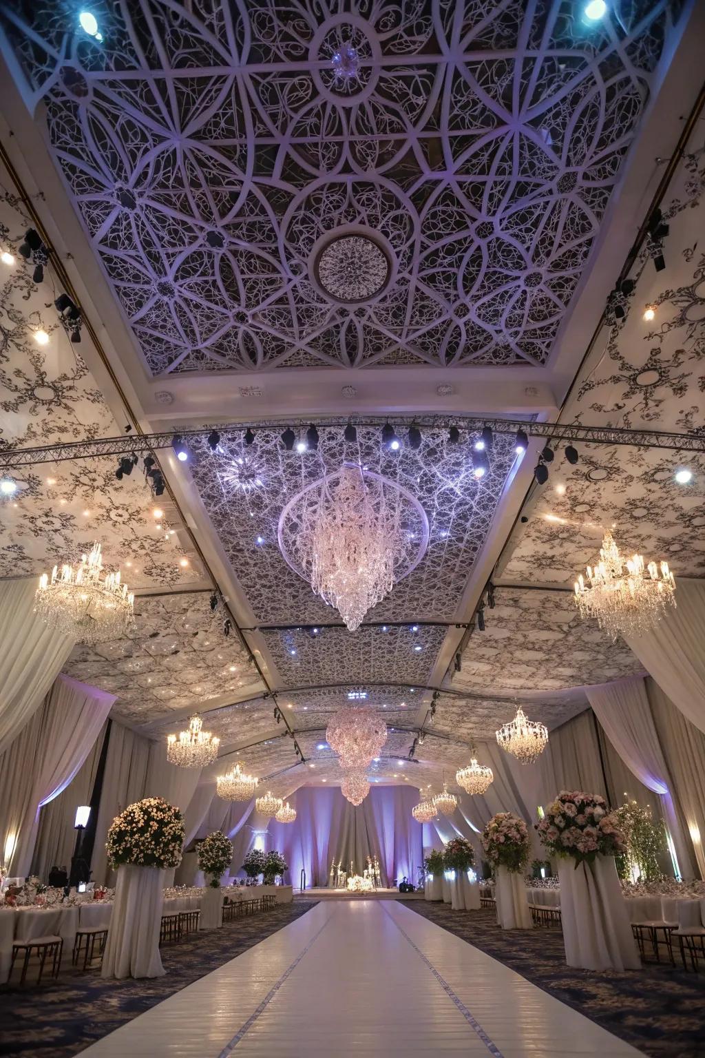Grand ceiling lighting installations for dramatic effect.