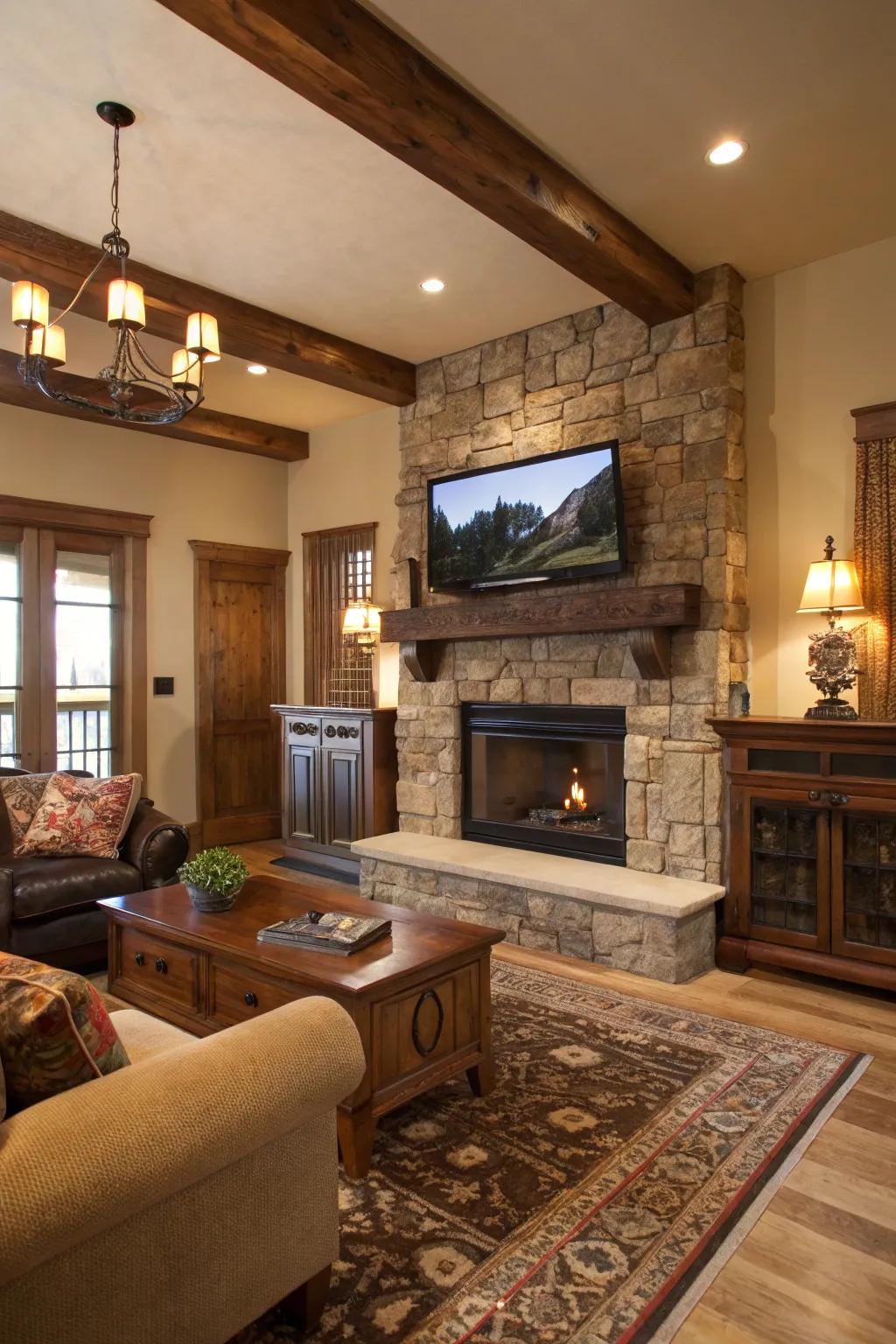 Rustic decor elements bring natural warmth and charm.