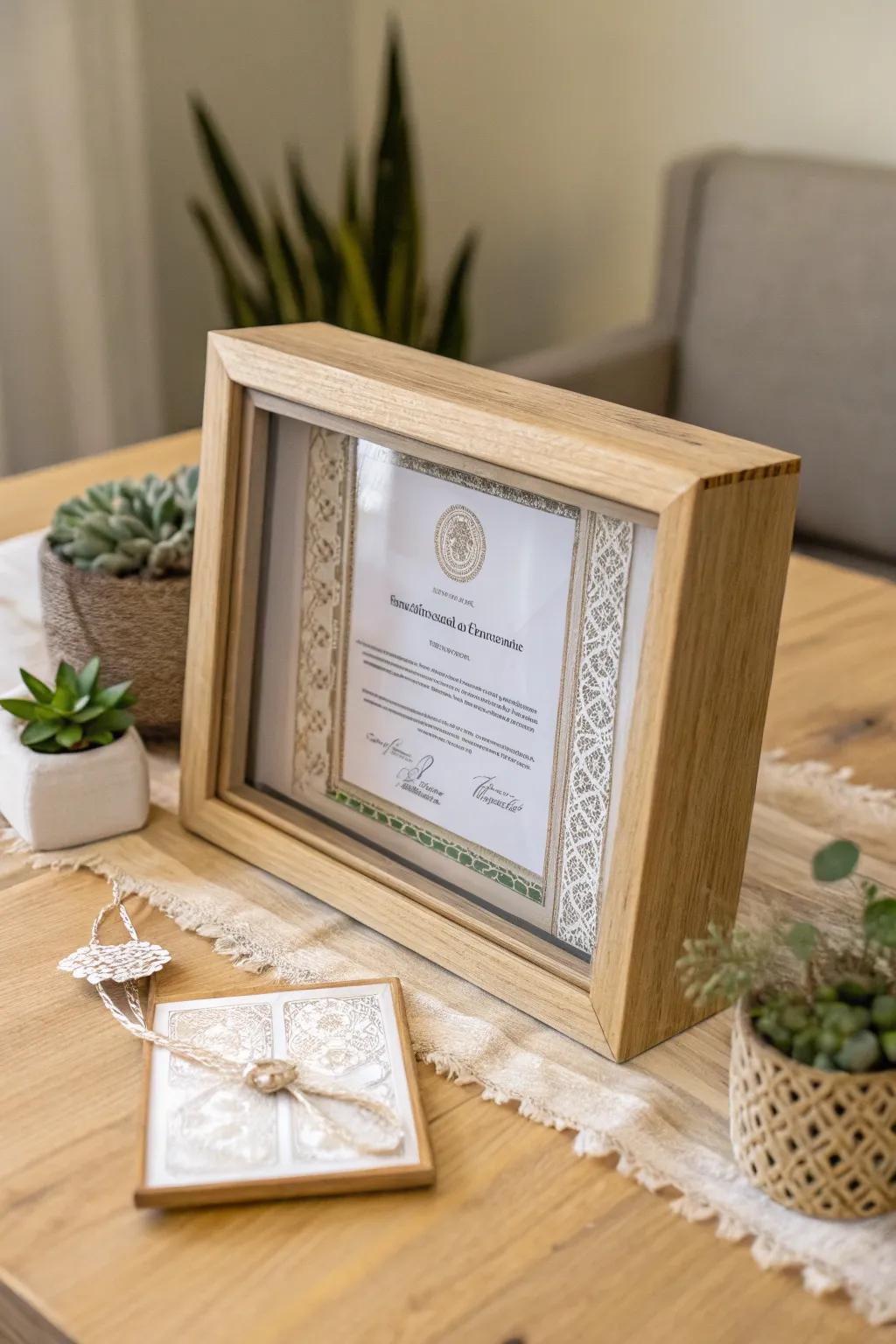 Elegantly present your diploma in a shadow box that honors your hard work.