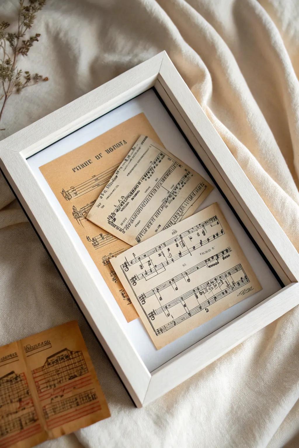 Celebrate your musical journey with a shadow box featuring concert memorabilia.