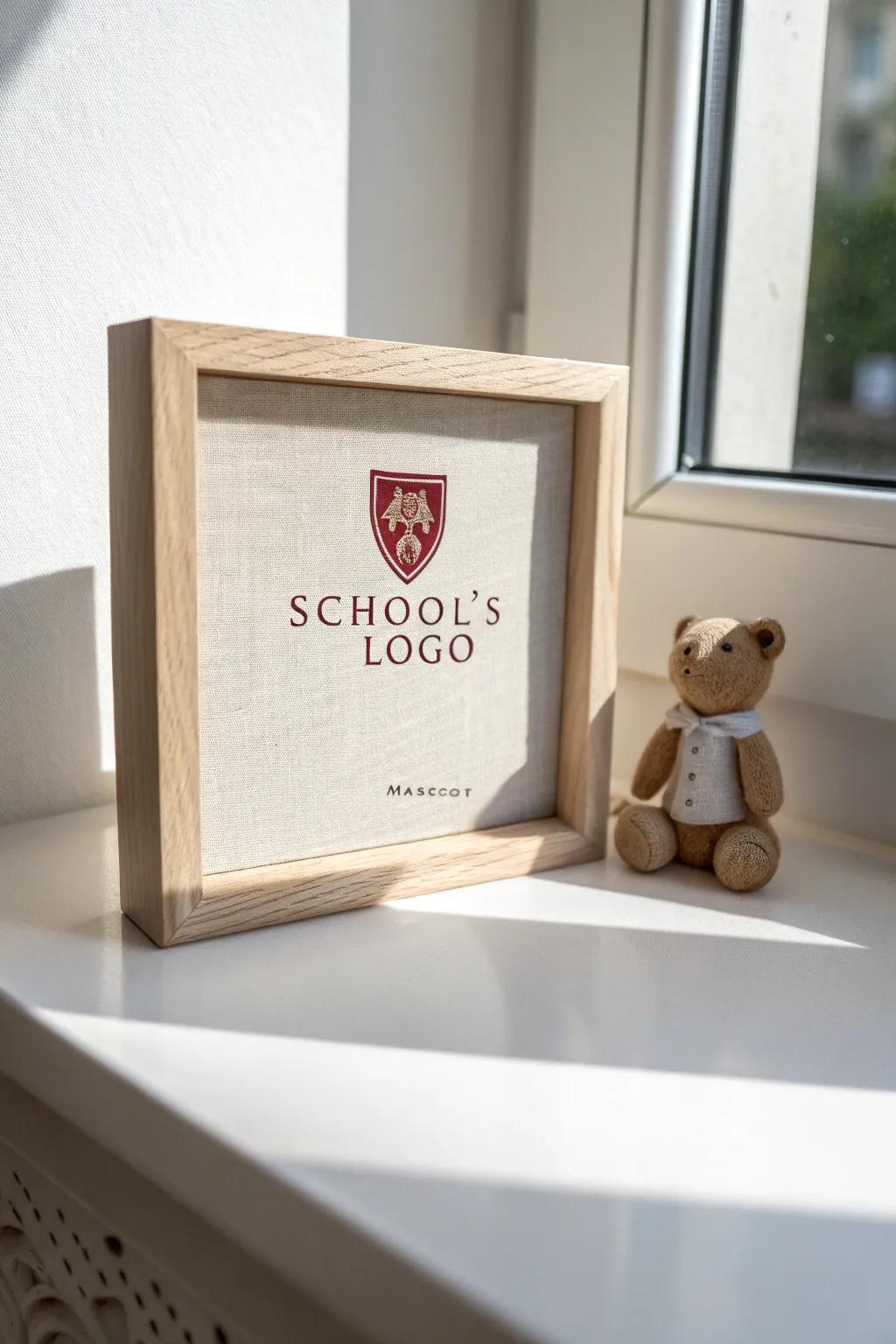 Showcase your school spirit with a minimalist shadow box featuring logos and mascots.