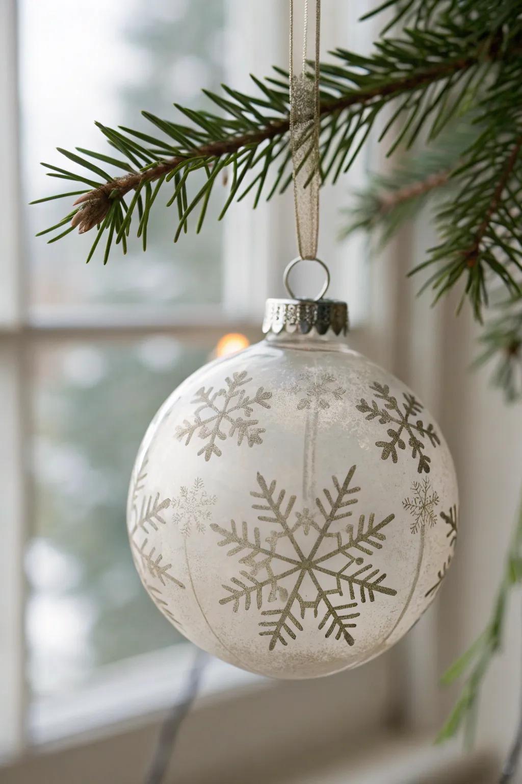 Add a refined sparkle to your holiday decorations with etched glass ornaments.