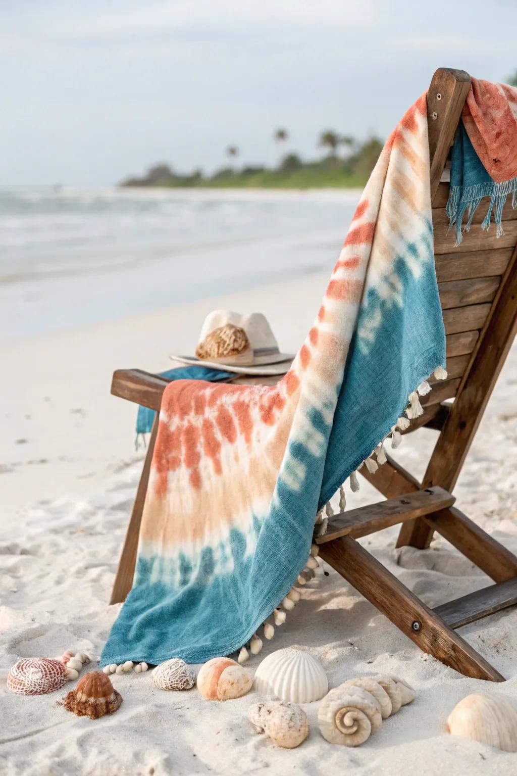 Add a splash of color to your beach outings with vibrant tie dye towels.