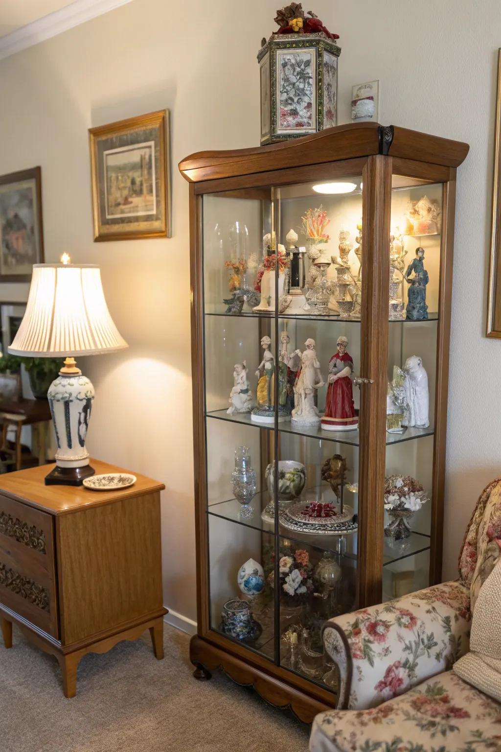 Showcase your figurines with style and protection in glass cabinets.