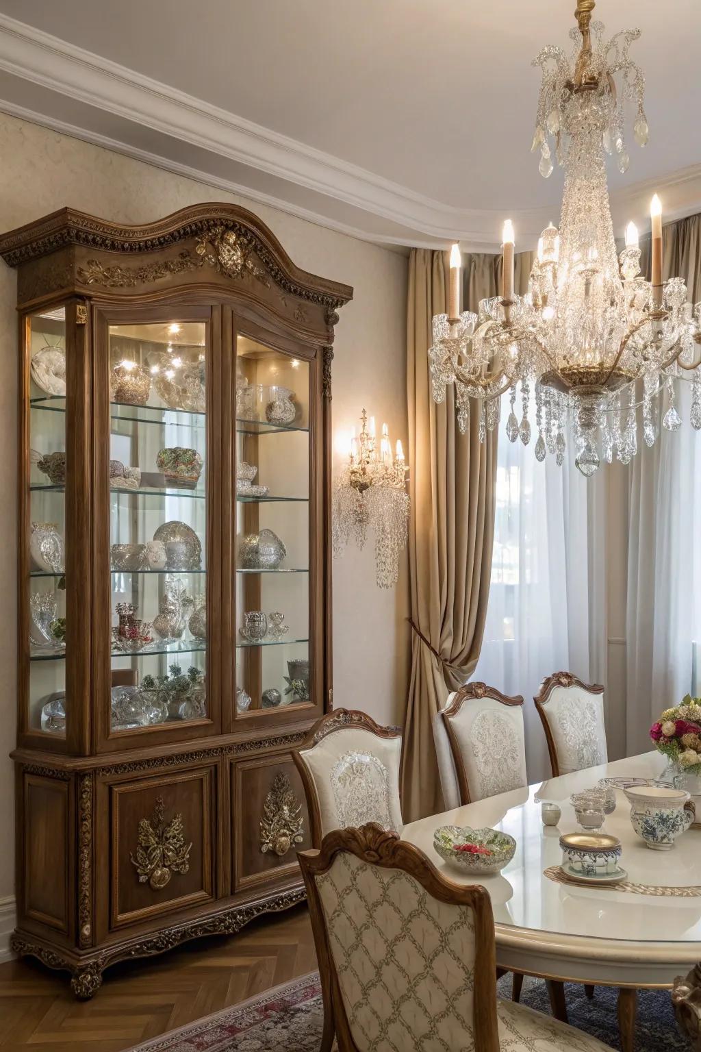 Display delicate collectibles elegantly with curio cabinets.