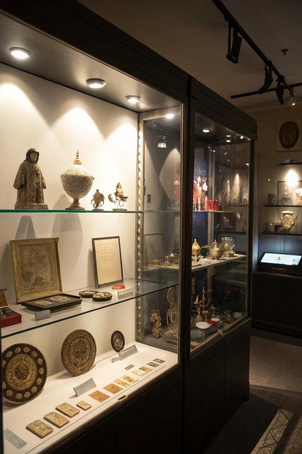 Use focused lighting to enhance your collection displays.