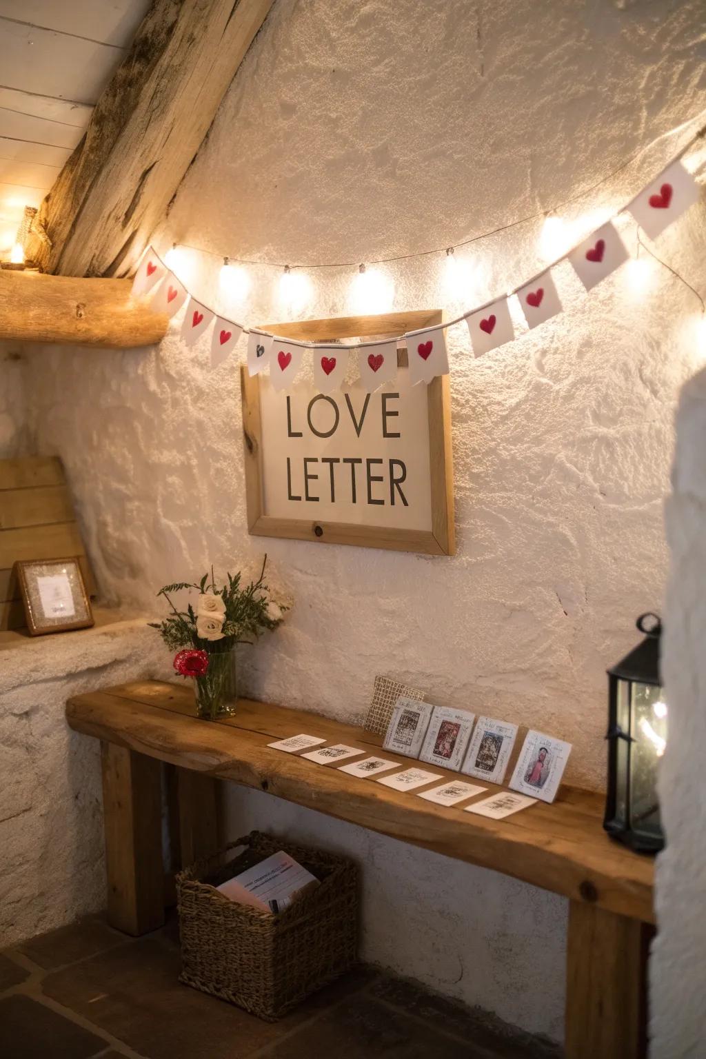Love letter garland evokes nostalgia and romance.