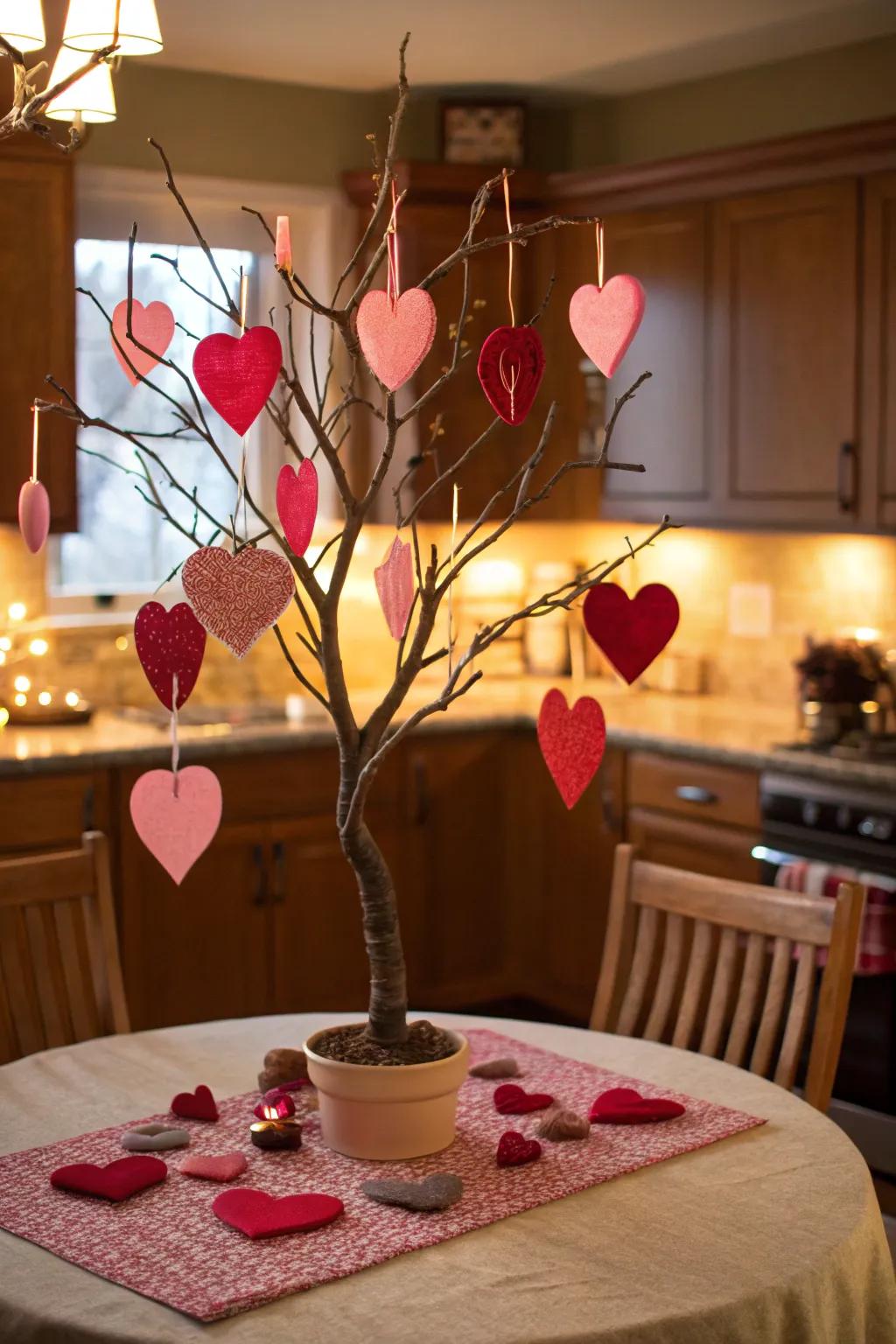 Heart tree centerpiece brings festive cheer to your table.