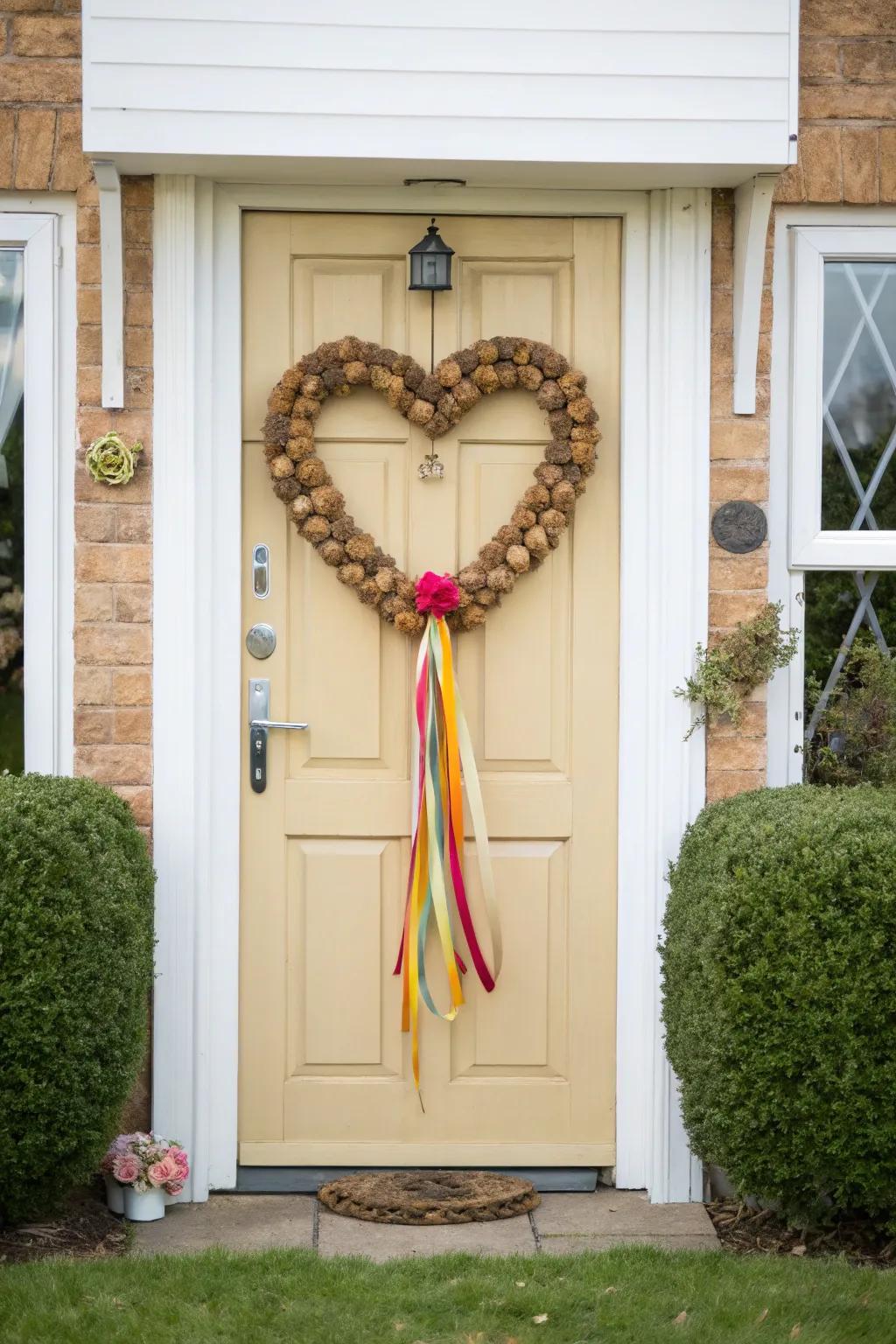 Cork heart wreath blends sustainability with style.