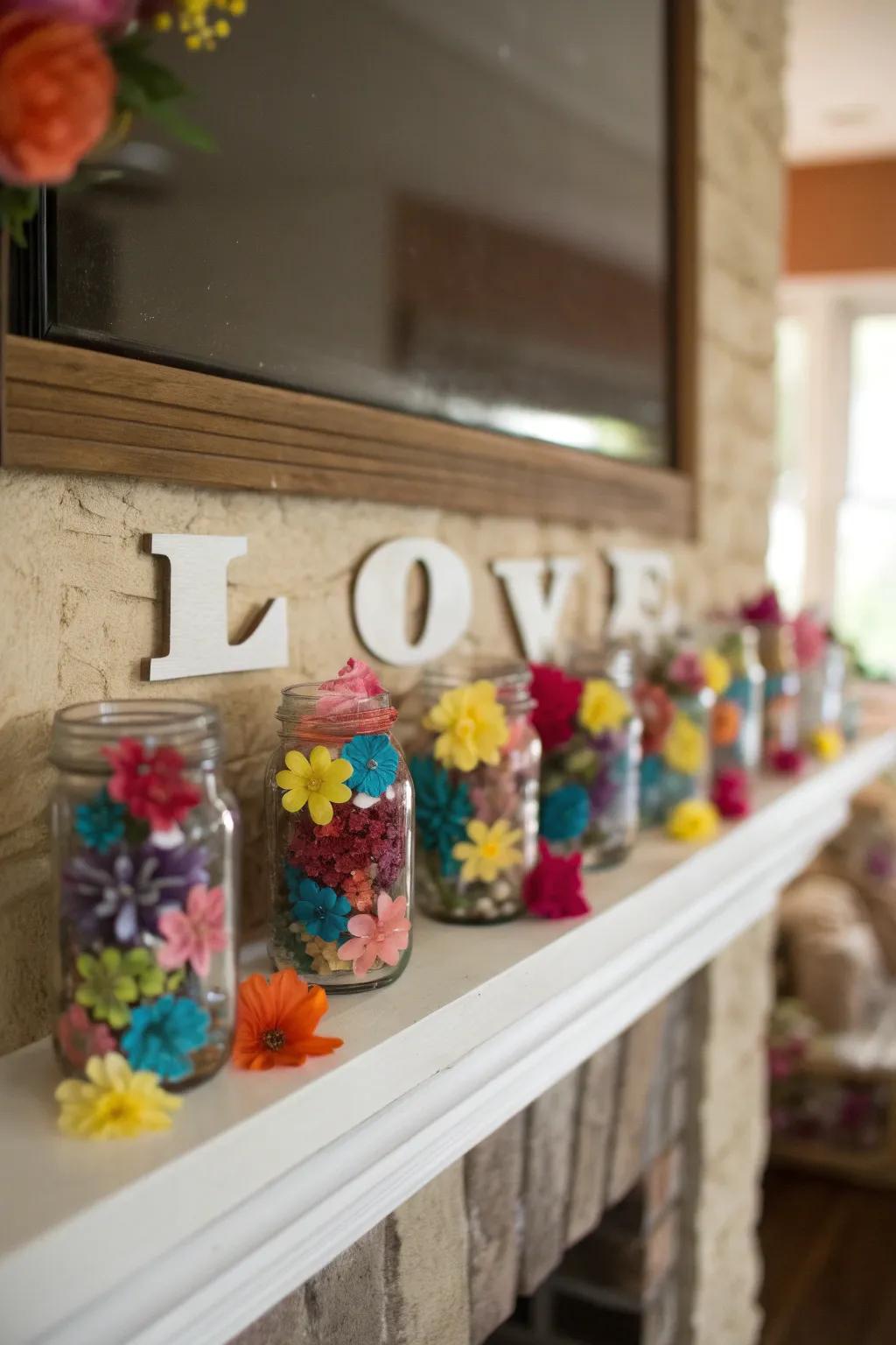 Mason jar bouquets brighten spaces with colorful blooms.