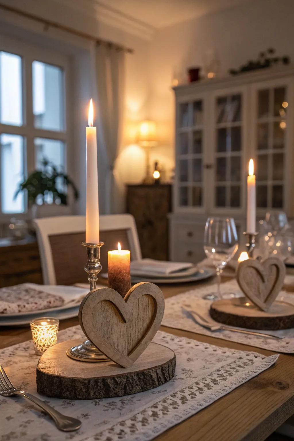 Heartfelt candleholders add warmth and sparkle.