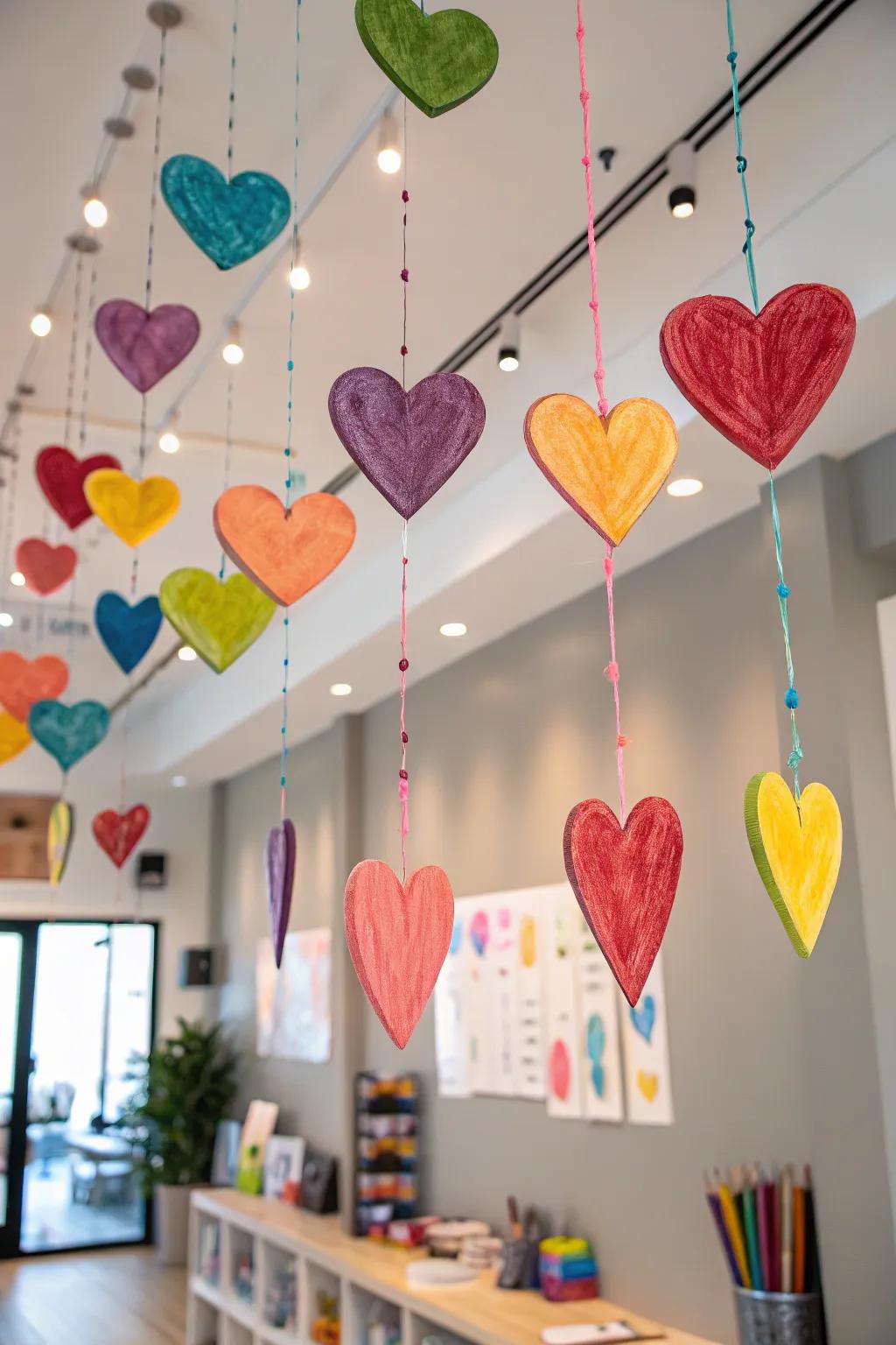 Crayon hearts bring colorful creativity to your decor.