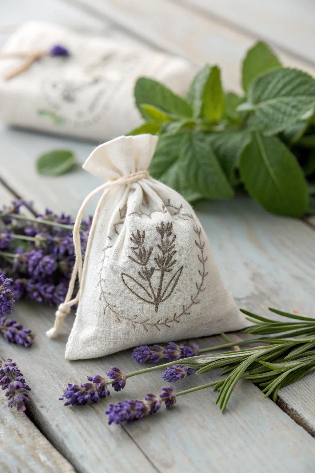 Create personalized lavender sachets by blending lavender with fresh herbs like rosemary and mint.