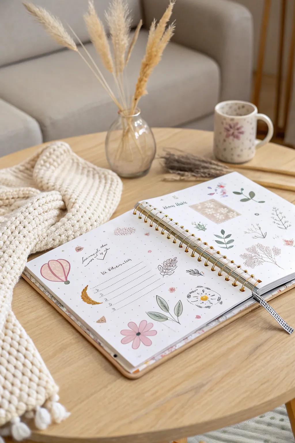 Infuse your memory book with charm and personality using playful stickers and creative doodles.